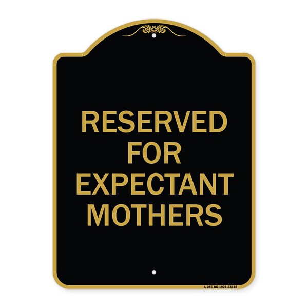 Signmission Reserved for Expectant Mothers, Black & Gold Aluminum Sign, 24" L, 18" H, BG-1824-23412 A-DES-BG-1824-23412 - main